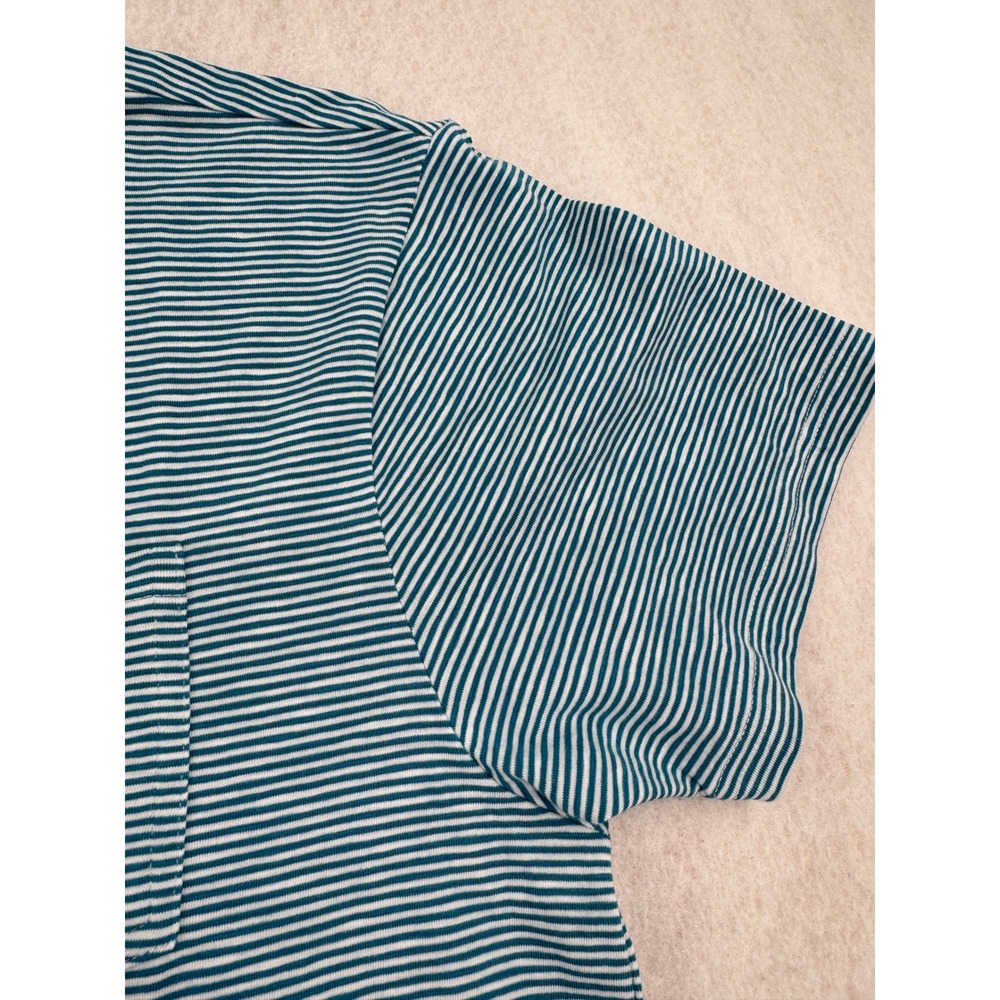 NWT Simply Southern Mens L Short Sleeve Polo Teal Striped Cotton Stretch Preppy - Picture 9 of 11